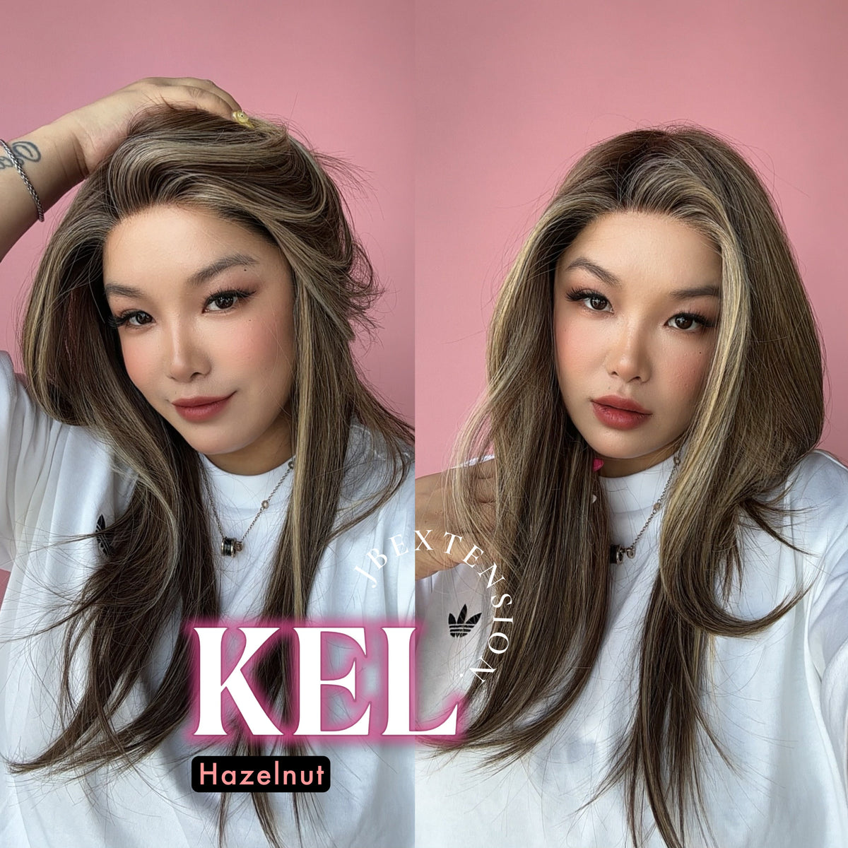 JBEXTENSION 22 Inches Hazelnut Blonde Highlight Pre-Cut Snowflake Lace Frontlace Glueless Wig KEL HAZELNUT【PERMATEASE】【BENDY EAR TABS】- S/M