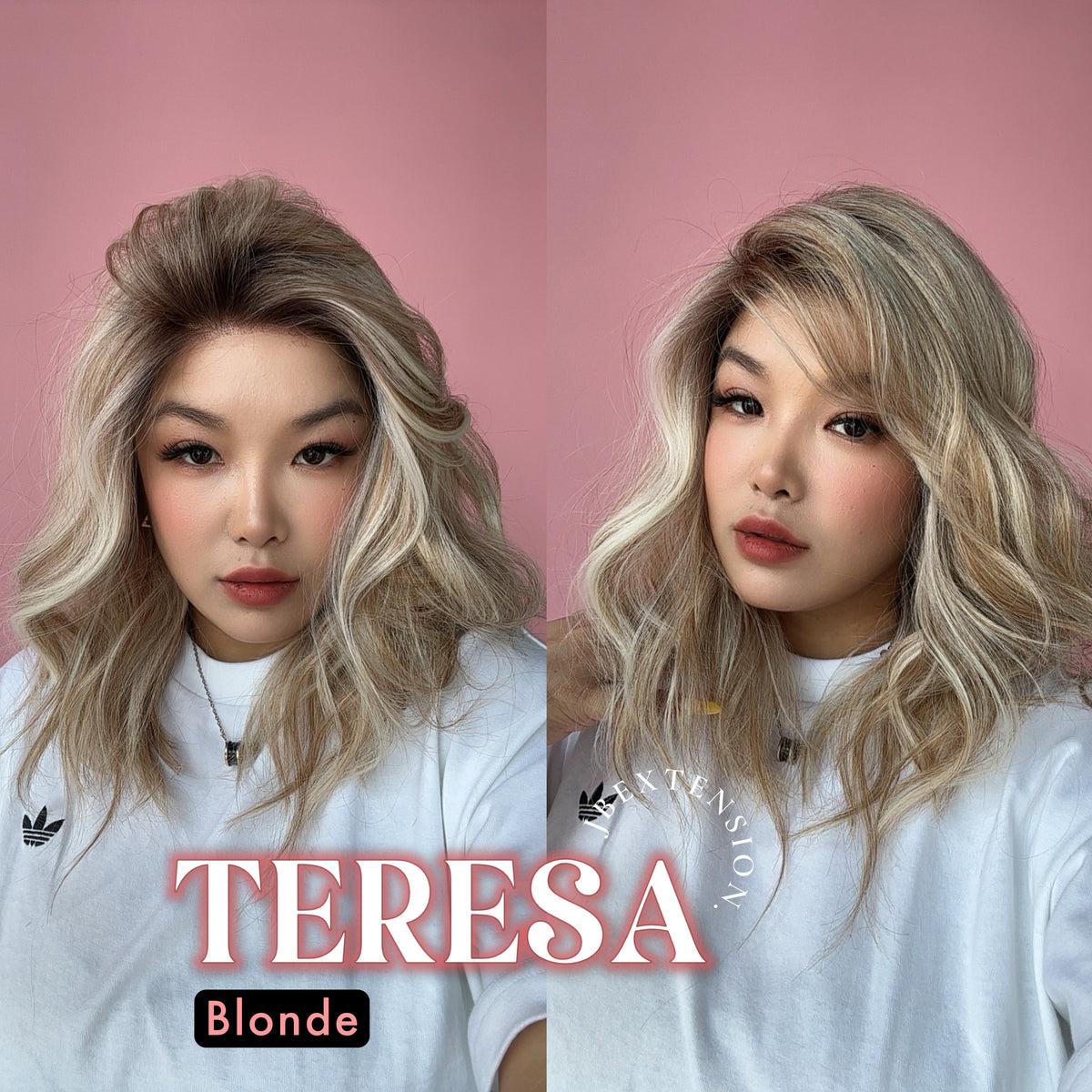 JBEXTENSION 18 Inches Mix Blonde Pre-Cut Snowflake Lace Frontlace Glueless Wig TERESA BLONDE【PERMATEASE】【BENDY EAR TABS】- S/M