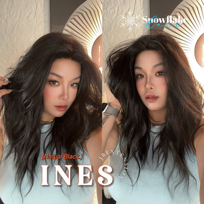 JBEXTENSION 22 Inches Natural Black Pre-Cut Snowflake Lace Frontlace Glueless Wig INéS NATURAL BLACK【PERMATEASE】【BENDY EAR TABS】- M/L