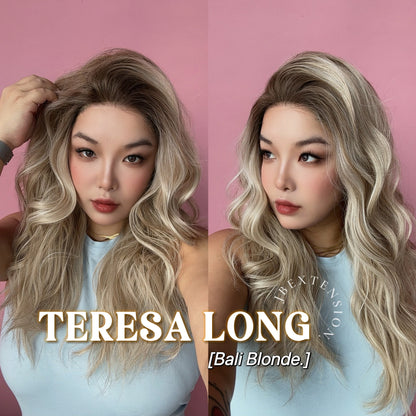 JBEXTENSION 22 Inches Long Bali Blonde Pre-Cut Snowflake Lace Frontlace Glueless Wig TERESA LONG BALI BLONDE【PERMATEASE】【BENDY EAR TABS】- M/L