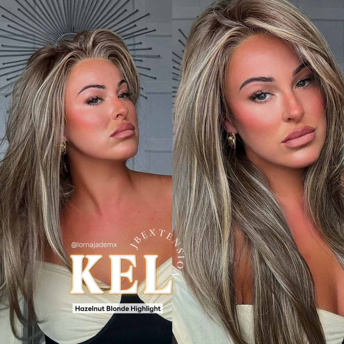 Get this Influencer Look with Hazelnut Blonde Highlight Pre-Cut Snowflake Lace Wig KEL HAZELNUT- S/M