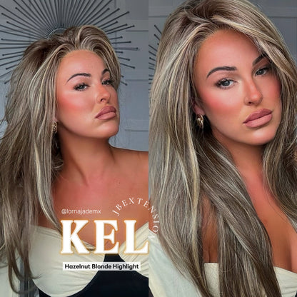 Get this Influencer Look with Hazelnut Blonde Highlight Pre-Cut Snowflake Lace Wig KEL HAZELNUT- S/M