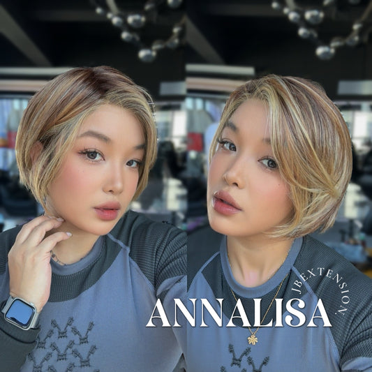 [PRE-ORDER] JBEXTENSION 10 Inches Bob Cut Mix Copper Pre-Cut Side Part Snowflake Lace Frontlace Glueless Wig ANNALISA【BENDY EAR TABS】
