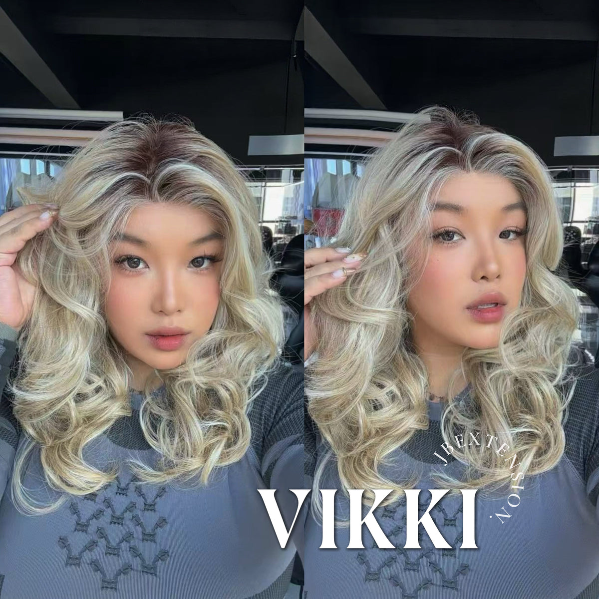 [FINAL SALE] JBEXTENSION 18 Inches Mix Blonde Long Pre-Cut T Part Snowflake Lace Frontlace Glueless Wig VIKKI【BENDY EAR TABS】