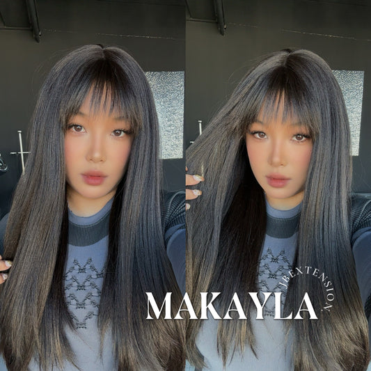[FINAL SALE] JBEXTENSION MAKAYLA MONO Monofilament Handmade Wig 6X5 Full Monofilament Hand Tied Top Wig 23 Inches Long Black Straight Mono Lace Handmade Futura Fiber Glueless Black Sapphire Wig MAKAYLA MONO【BENDY EAR TABS】