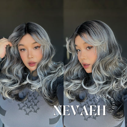 [FINAL SALE] JBEXTENSION 20 Inches Salt and Pepper Curly Pre-Cut Frontlace Glueless Black Sapphire Wig NEVAEH【BENDY EAR TABS】