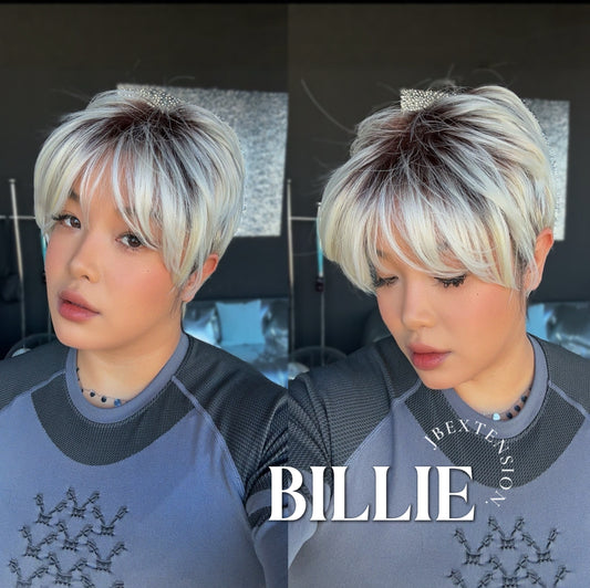 JBEXTENSION 9 Inches Pixie Cut Blonde Pre-Cut Frontlace Glueless Black Sapphire Wig BILLIE【BENDY EAR TABS】