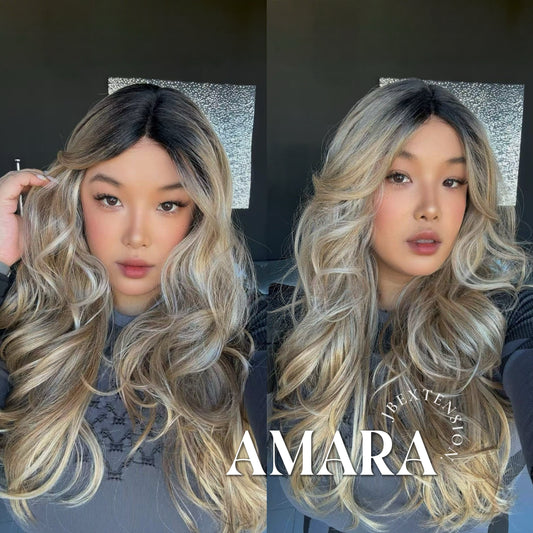 [FINAL SALE] JBEXTENSION 22 Inches Mix Blonde Pre-Cut Side Part Frontlace Glueless Black Sapphire Wig AMARA【BENDY EAR TABS】