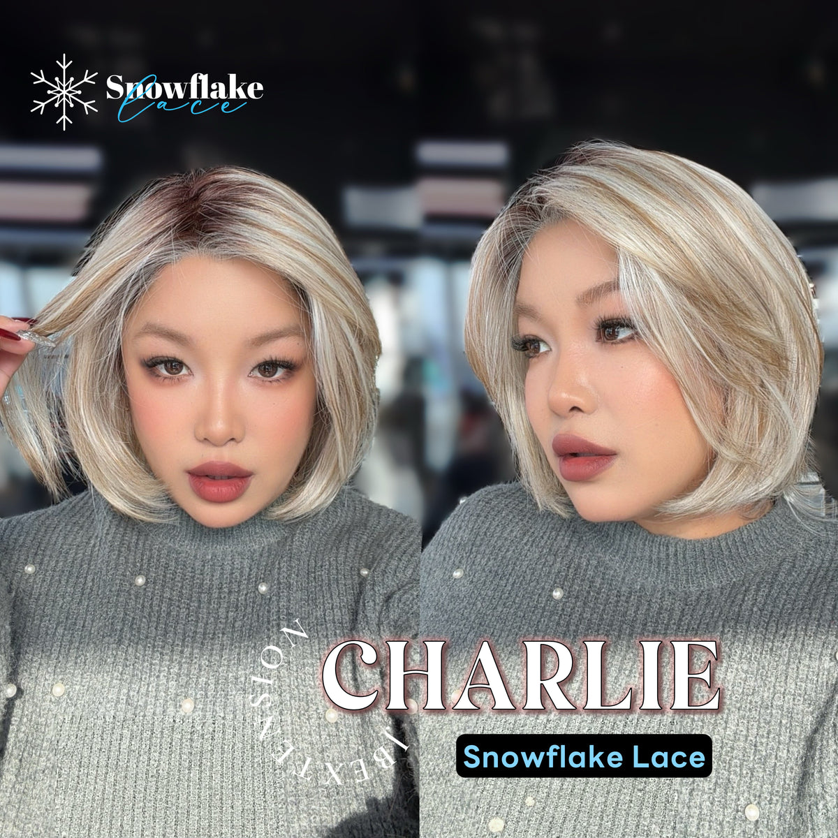 [PRE-ORDER] JBEXTENSION 12 Inches Mix Blonde Pre-Cut Side Part Snowflake Lace Frontlace Glueless Wig CHARLIE【BENDY EAR TABS】