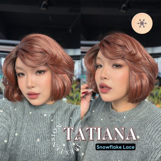 [FINAL SALE] JBEXTENSION 10 Inches Copper Curly Pre-Cut Side Part Snowflake Lace Frontlace Glueless Wig TATIANA【BENDY EAR TABS】
