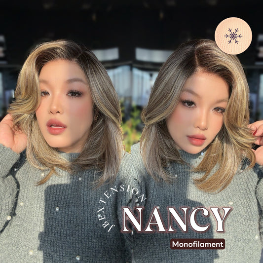 [FINAL SALE] JBEXTENSION NANCY MONO Monofilament Handmade Wig 6X5 Full Monofilament Hand Tied Top Wig 14 Inches Dark Brown Mono Lace Wig Glueless Wig NANCY MONO【BENDY EAR TABS】