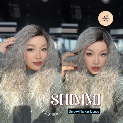 [FINAL SALE] JBEXTENSION 21 Inches Ash Grey Deep Curly Pre-Cut Side Part Snowflake Lace Frontlace Glueless Wig SHIMMI【BENDY EAR TABS】