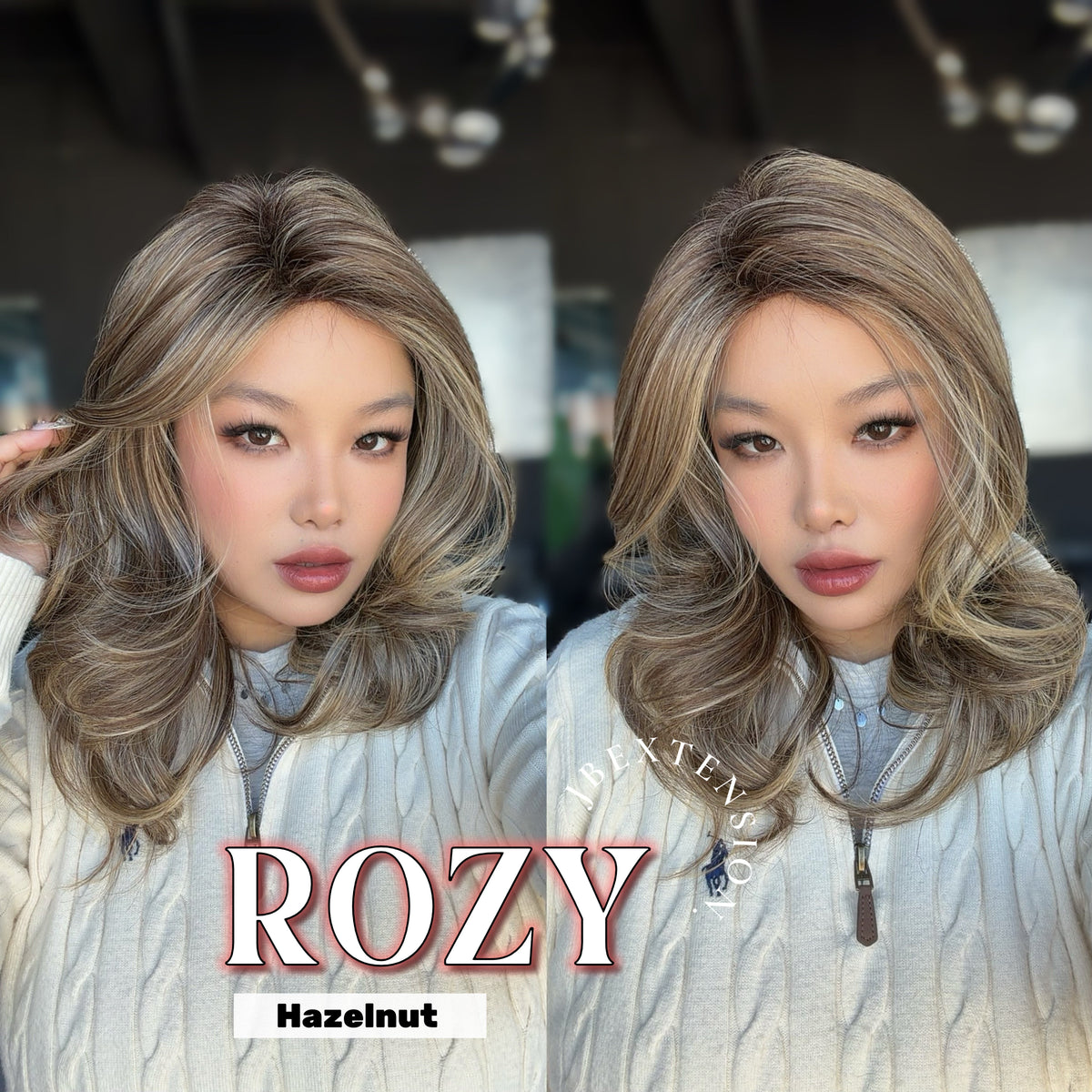 [FINAL SALE] JBEXTENSION 17 Inches Hazelnut Curly Women Fashion Full Machine Wig ROZY HAZELNUT【PLUS PERMATEASE】【BENDY EAR TABS】