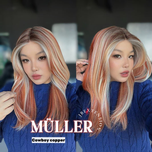 JBEXTENSION 22 Inches Cowboy Copper Pre-Cut Frontlace Glueless Wig MüLLER COWBOY COPPER