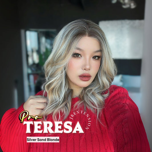 JBEXTENSION 18 Inches Silver Sand Blonde Pre-Cut 13X6 Free Part Snowflake Lace Frontlace Glueless Wig TERESA PRO - SILVER SAND BLONDE【BENDY EAR TABS】