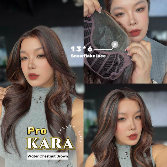 [PRE-ORDER] JBEXTENSION 23 Inches Water Chestnut Brown Pre-Cut 13X6 Free Part Snowflake Lace Frontlace Glueless Wig KARA PRO - WATER CHESTNUT BROWN【BENDY EAR TABS】