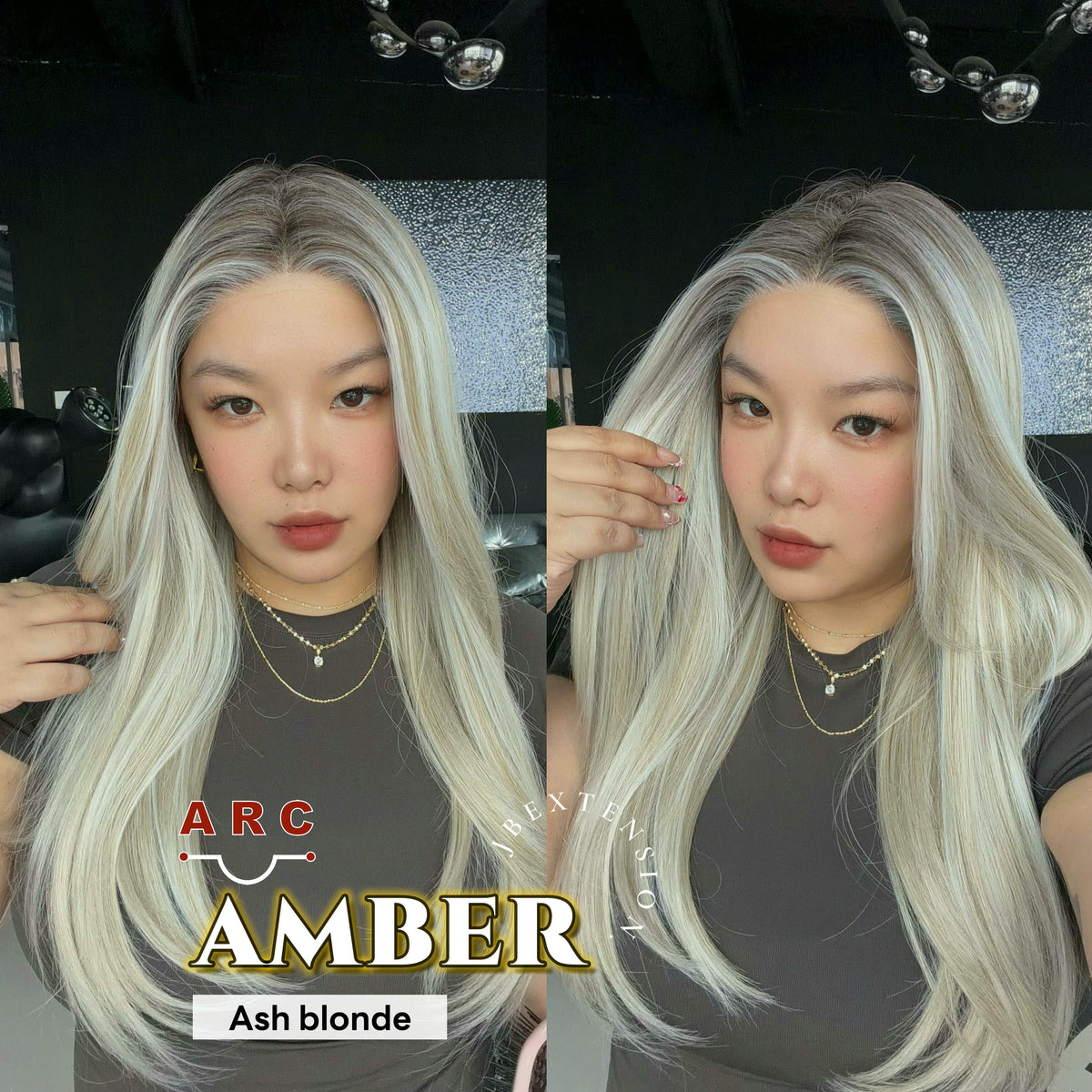 JBEXTENSION 21 Inches Straight Ash Blonde Pre-Cut Arc Snowflake Lace Frontlace Glueless Wig AMBER ASH BLONDE【BENDY EAR TABS】