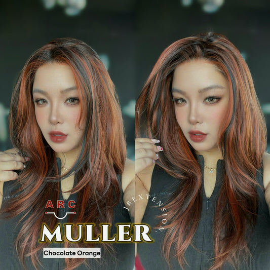JBEXTENSION 22 Inches Chocolate Orange Pre-Cut Arc Snowflake Lace Frontlace Glueless Wig MULLER ARC - CHOCOLATE ORANGE【BENDY EAR TABS】