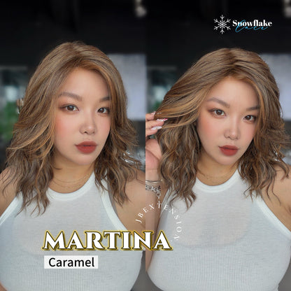 JBEXTENSION 17 Inches Wave Caramel Pre-Cut Side Part Snowflake Lace Frontlace Glueless Wig MARTINA CARAMEL【BENDY EAR TABS】