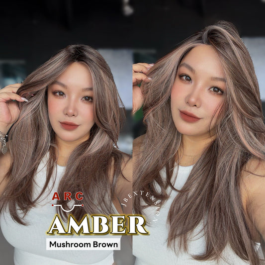 [PRE-ORDER] JBEXTENSION 21 Inches Straight Mushroom Brown Pre-Cut Arc Snowflake Lace Frontlace Glueless Wig AMBER MUSHROOM BROWN【BENDY EAR TABS】