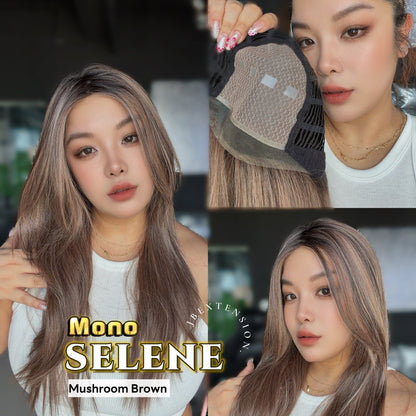 [PRE-ORDER] JBEXTENSION SELENE MONO Monofilament Handmade Wig 6X5 Full Monofilament Hand Tied Top Wig 25 Inches Mushroom Brown Mono Lace Wig with Anti-slip Silicone Strips Glueless Wig SELENE MONO - MUSHROOM BROWN【BENDY EAR TABS】
