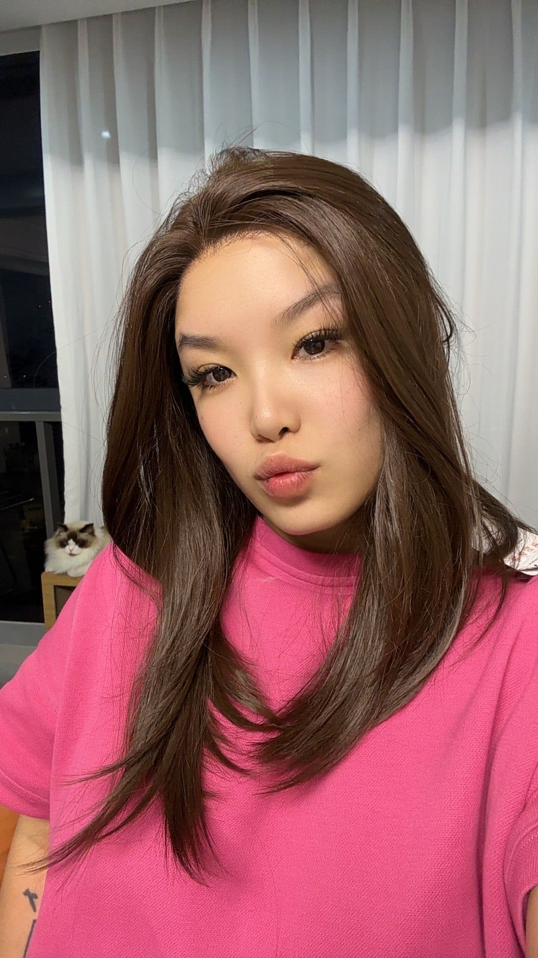 JBEXTENSION 18 Inches Brown Pre-Cut Snowflake Lace Frontlace Glueless Wig KHLOE LONG BROWN【PERMATEASE】【BENDY EAR TABS】- M/L