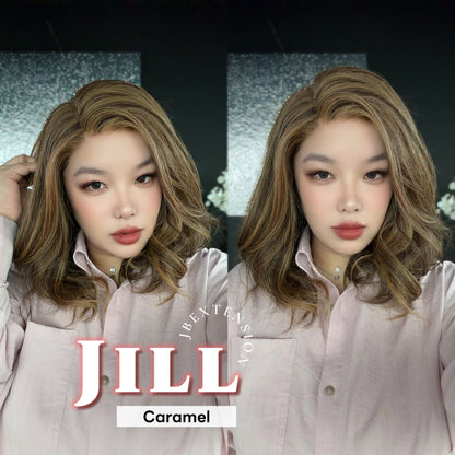 [FINAL SALE] JBEXTENSION 16 Inches Curly Caramel Pre-Cut Side Part Snowflake Lace Frontlace Glueless Wig JILL CARAMEL【BENDY EAR TABS】- M/L