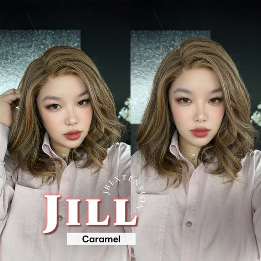 [FINAL SALE] JBEXTENSION 16 Inches Curly Caramel Pre-Cut Side Part Snowflake Lace Frontlace Glueless Wig JILL CARAMEL【BENDY EAR TABS】- M/L