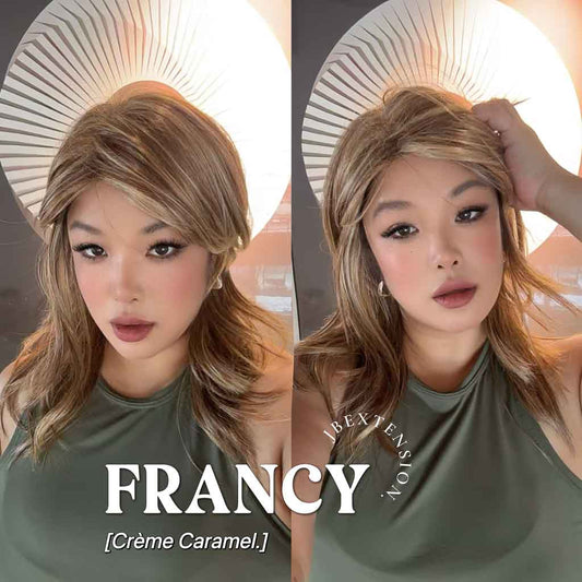 [FINAL SALE] JBEXTENSION 18 Inches Crème Caramel Women Fashion Full Machine Wig FRANCY CRèME CARAMEL【PLUS PERMATEASE】【BENDY EAR TABS】