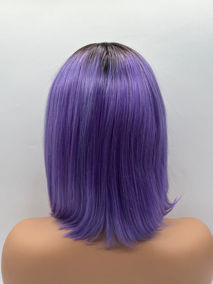 JBEXTENSION 12 Inches Bob Cut Frontlace Real Huaman Hair Crazy Color Wig PANDORA-HYACINTH