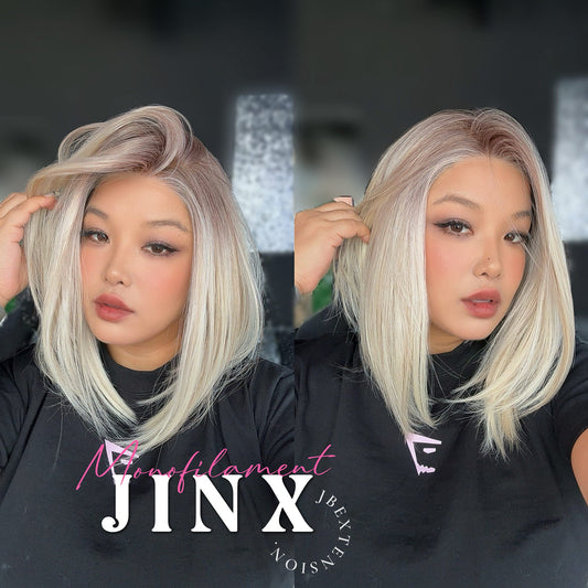 [FINAL SALE] JBEXTENSION JINX MONO Monofilament Handmade Wig 6X5 Full Monofilament Hand Tied Top Wig 12 Inches Blonde Mono Lace Wig With Anti-slip Silicone Strips Glueless Wig JINX MONO【BENDY EAR TABS】