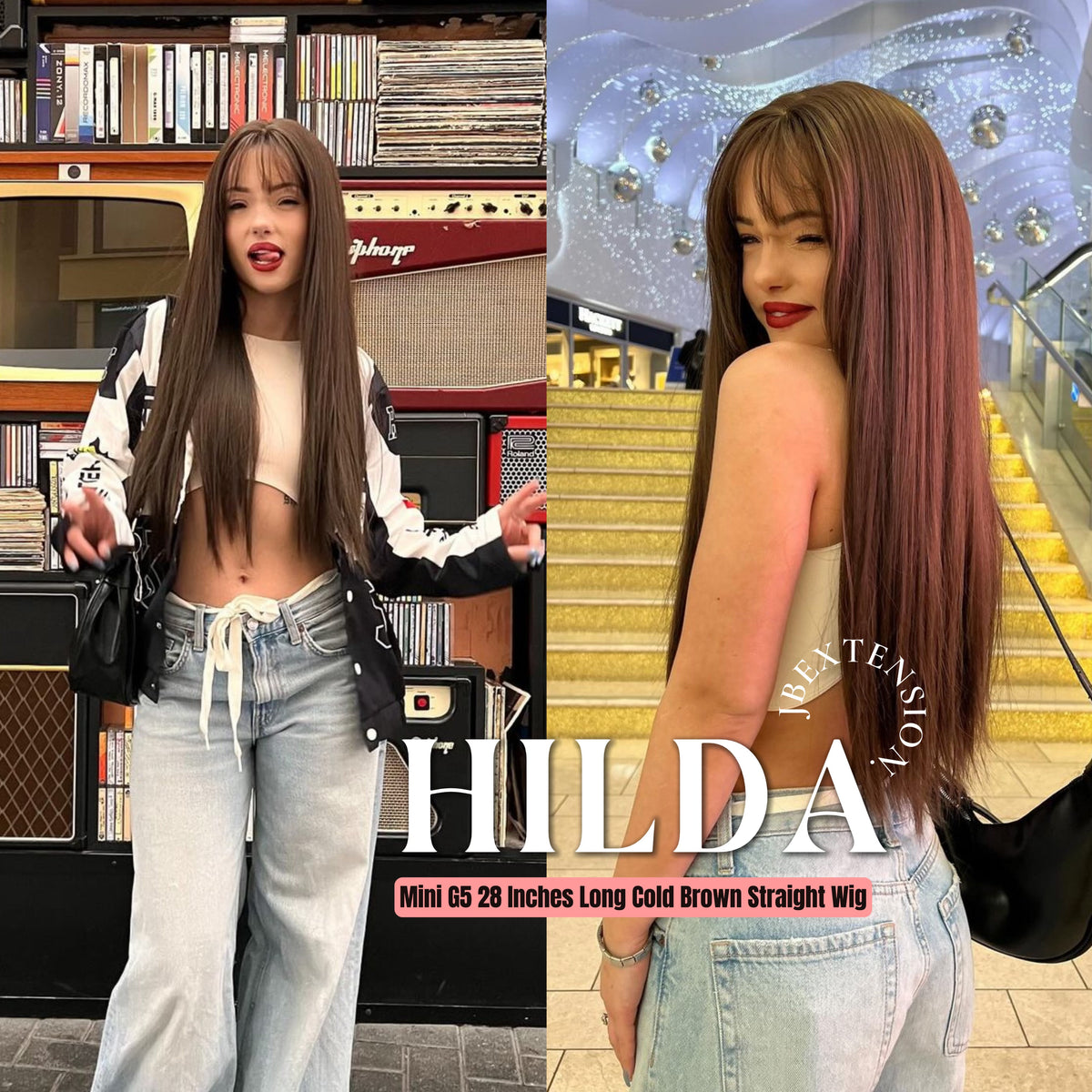 Get this look with our 28 Inches Long Cold Brown Straight Mini G5 Wig With Bangs HILDA