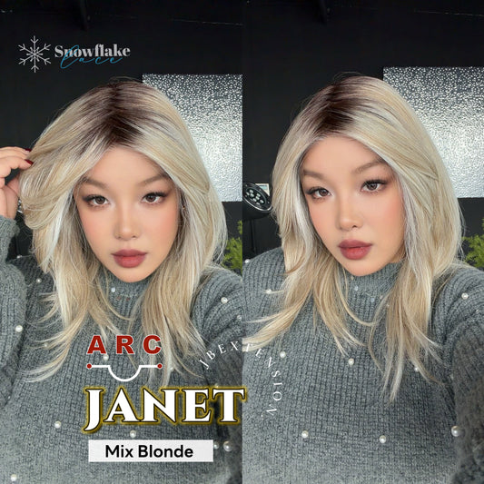 [PRE-ORDER] JBEXTENSION 19 Inches Mix Blonde Pre-Cut Arc Snowflake Lace Frontlace Glueless Wig JANET MIX BLONDE【BENDY EAR TABS】
