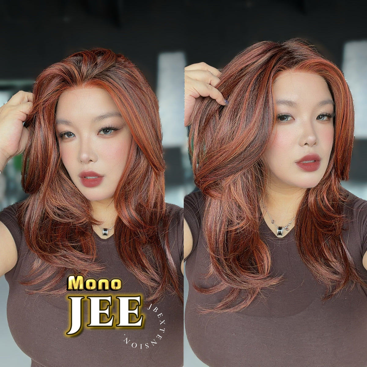 [PRE-ORDER] JBEXTENSION JEE MONO Monofilament Handmade Wig 6X5 Full Monofilament Hand Tied Top Wig 19 Inches Reddish Copper Mono Lace Wig with Anti-slip Silicone Strips Glueless Wig JEE MONO【BENDY EAR TABS】