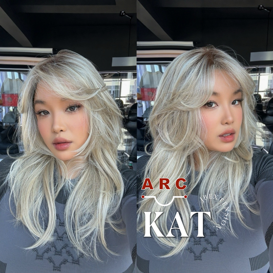 JBEXTENSION 20 Inches Mix Blonde Long Pre-Cut Arc Snowflake Lace Frontlace Glueless Wig KAT【BENDY EAR TABS】