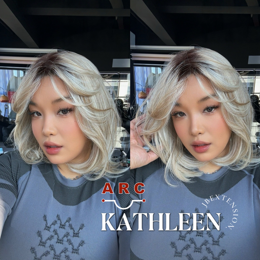 JBEXTENSION 15 Inches Mix Blonde Pre-Cut Arc Snowflake Lace Frontlace Glueless Wig KATHLEEN【BENDY EAR TABS】