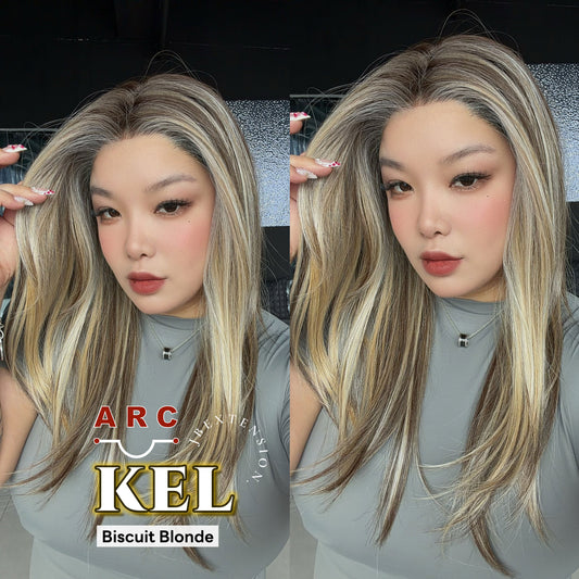 [PRE-ORDER]JBEXTENSION 22 Inches Biscuit Blonde Pre-Cut Arc Snowflake Lace Frontlace Glueless Wig KEL ARC - BISCUIT BLONDE【BENDY EAR TABS】