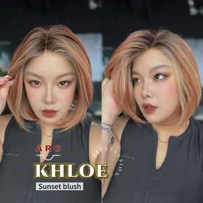 JBEXTENSION 12 Inches Bob Cut Sunset Blush Pre-Cut Arc Snowflake Lace Frontlace Glueless Wig KHLOE ARC - SUNSET BLUSH【BENDY EAR TABS】