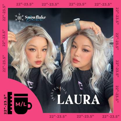 JBEXTENSION 14 Inches Blonde Pre-Cut Side Part Snowflake Lace Frontlace Glueless Wig LAURA SNOWFLAKE【BENDY EAR TABS】- M/L