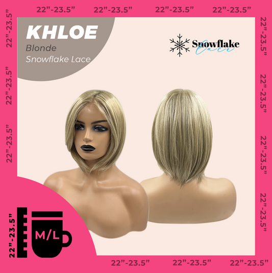 JBEXTENSION 12 Inches Bob Cut Blonde Pre-Cut Snowflake Lace Frontlace Glueless Wig KHLOE BLONDE【PERMATEASE】【BENDY EAR TABS】- M/L