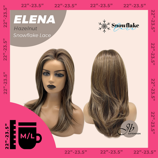 [FINAL SALE] JBEXTENSION 18 Inches Hazelnut Pre-Cut Snowflake Lace Frontlace Glueless Wig ELENA HAZELNUT【PERMATEASE】【BENDY EAR TABS】- M/L