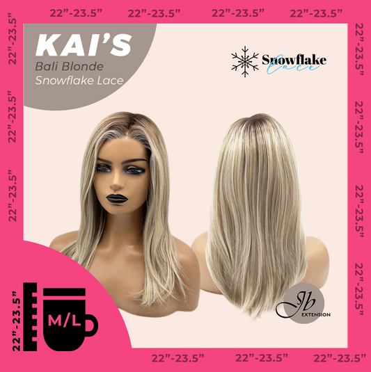JBEXTENSION 18 Inches Bali Blonde Pre-Cut Snowflake Lace Frontlace Glueless Wig KAI'S BALI BLONDE【PERMATEASE】【BENDY EAR TABS】- M/L