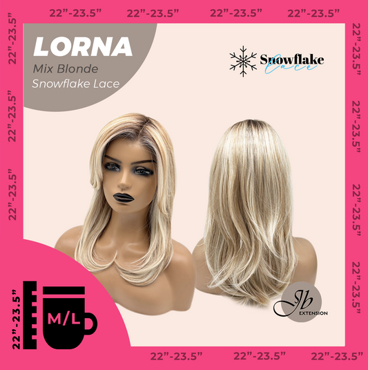 [FINAL SALE] JBEXTENSION 18 Inches Mix Blonde Curly Pre-Cut Snowflake Lace Frontlace Glueless Wig LORNA SNOWFLAKE MIX BLONDE【PERMATEASE】【BENDY EAR TABS】- M/L