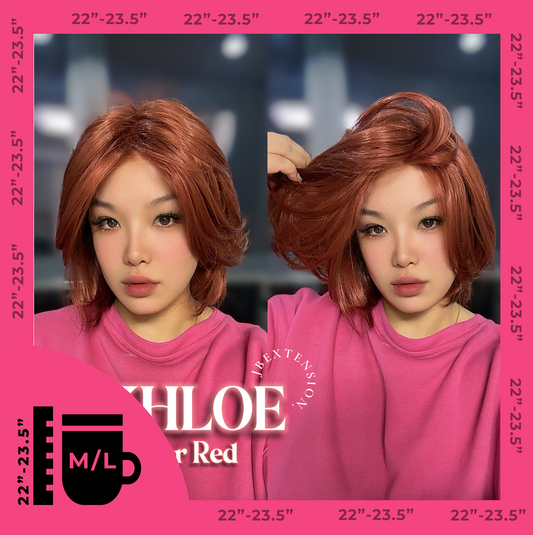 JBEXTENSION 12 Inches Bob Cut Copper Red Pre-Cut Snowflake Lace Frontlace Glueless Wig KHLOE COPPER RED【PERMATEASE】【BENDY EAR TABS】- M/L