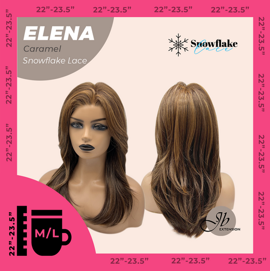 [FINAL SALE] JBEXTENSION 18 Inches Caramel Pre-Cut Snowflake Lace Frontlace Glueless Wig ELENA CARAMEL【PERMATEASE】【BENDY EAR TABS】- M/L