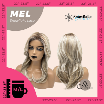 JBEXTENSION 20 Inches Ash Blonde Curly Pre-Cut Snowflake Lace Frontlace Glueless Wig MEL ASH BLONDE【PERMATEASE】【BENDY EAR TABS】- M/L