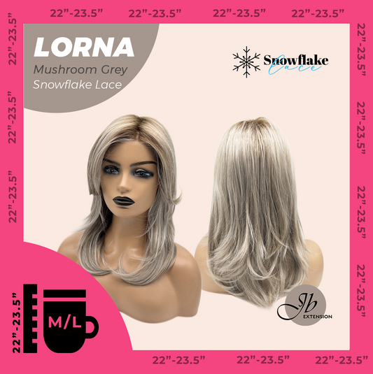 [FINAL SALE] JBEXTENSION 18 Inches Mushroom Grey Curly Pre-Cut Snowflake Lace Frontlace Glueless Wig LORNA MUSHROOM GREY【PERMATEASE】【BENDY EAR TABS】- M/L
