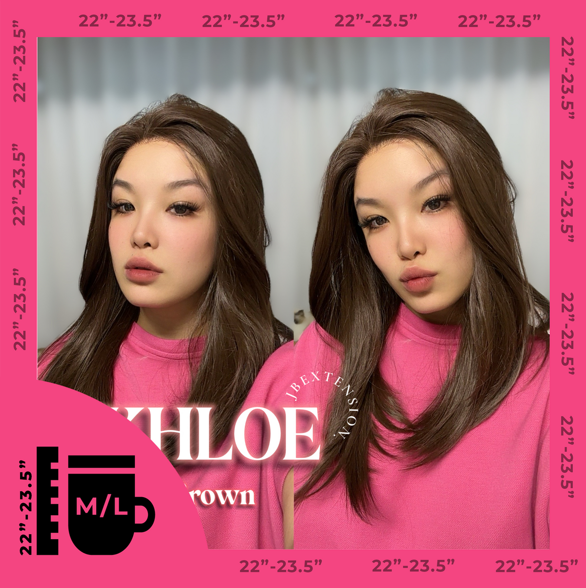 JBEXTENSION 18 Inches Brown Pre-Cut Snowflake Lace Frontlace Glueless Wig KHLOE LONG BROWN【PERMATEASE】【BENDY EAR TABS】- M/L