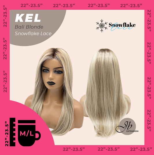 JBEXTENSION 22 Inches Bali Blonde Pre-Cut Snowflake Lace Frontlace Glueless Wig KEL BALI BLONDE【PERMATEASE】【BENDY EAR TABS】- M/L