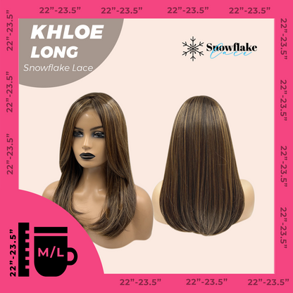 JBEXTENSION 18 Inches Caramel Pre-Cut Snowflake Lace Frontlace Glueless Wig KHLOE LONG【PERMATEASE】【BENDY EAR TABS】- M/L